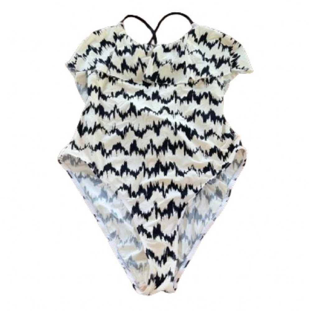 Tart Swim black and white abstract design one piece swimsuit